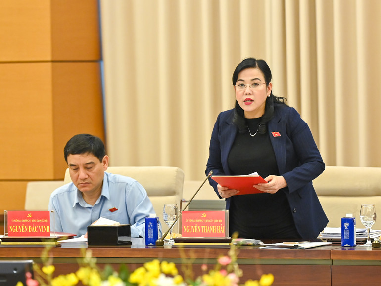 Chủ nhiệm Ủy ban Công tác đại biểu Nguyễn Thanh Hải công bố Quyết định thành lập Tiểu ban văn kiện. (Ảnh: DUY LINH)