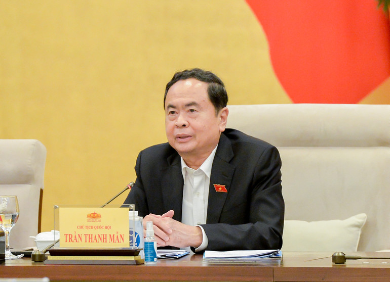 Chủ tịch Quốc hội Trần Thanh Mẫn phát biểu ý kiến tại phiên họp. (Ảnh: Duy Linh) Chủ tịch Quốc hội Trần Thanh Mẫn phát biểu ý kiến tại phiên họp. (Ảnh: Duy Linh)