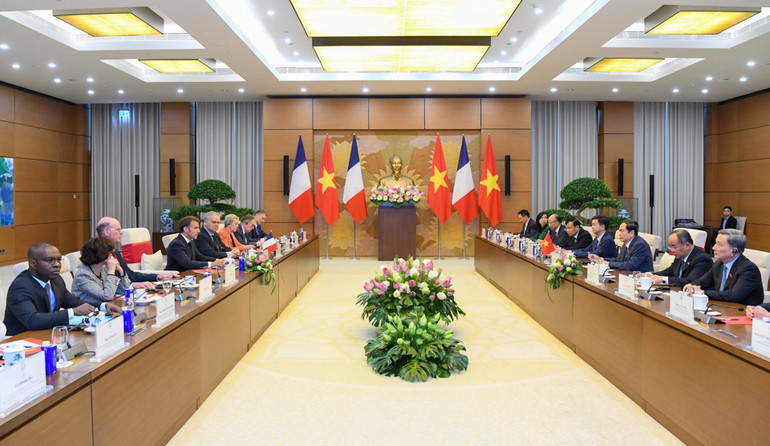 Quang cảnh hội kiến tại Nhà Quốc hội. (Ảnh: Đăng Anh) Quang cảnh hội kiến tại Nhà Quốc hội. (Ảnh: Đăng Anh)