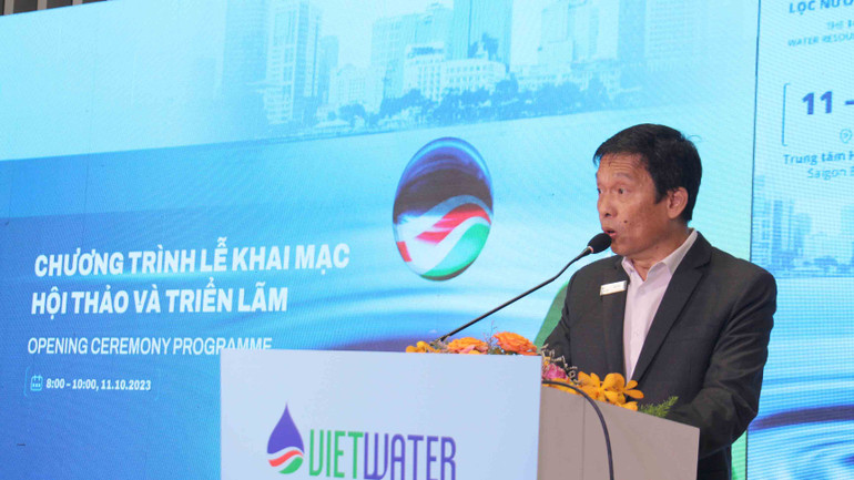 Ông BT Tee, Tổng Giám đốc Công ty Informa Markets Việt Nam- đơn vị tổ chức Vietwater 2023 phát biểu tại buổi lễ.