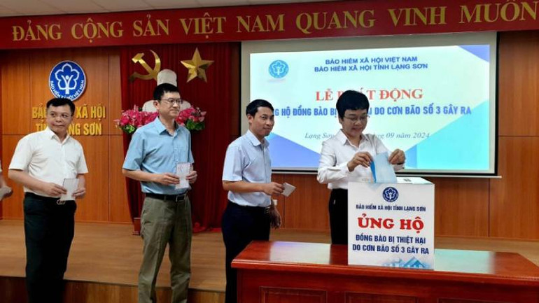 Bảo hiểm xã hội tỉnh Lạng Sơn phát động quyên góp ủng hộ người dân bị ảnh hưởng bão số 3.