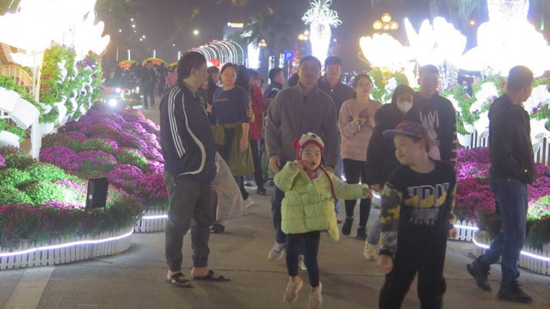 Đông đảo người dân tham dự Lễ hội hoa đào.