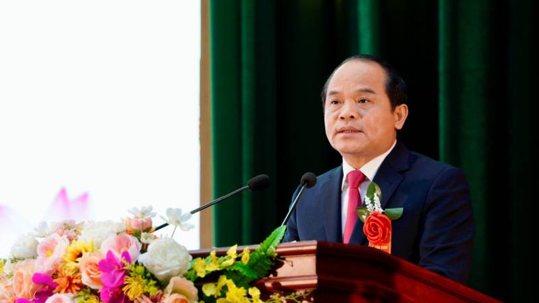 Đồng chí Nguyễn Quốc Đoàn, Ủy viên Trung ương Đảng, Bí thư Tỉnh ủy Lạng Sơn phát biểu tại chương trình tôn vinh.