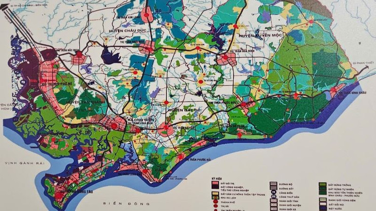 Bản đồ hành chính tỉnh Bà Rịa-Vũng Tàu.