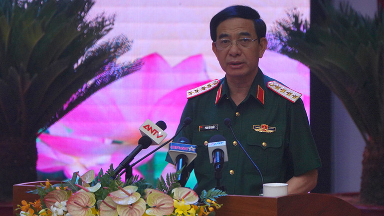 Đại tướng Phan Văn Giang, Bộ trưởng Quốc phòng phát biểu khai mạc Hội thảo. (Ảnh: M.H) Đại tướng Phan Văn Giang, Bộ trưởng Quốc phòng phát biểu khai mạc Hội thảo. (Ảnh: M.H)