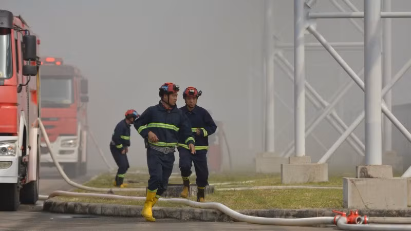 Diễn tập chữa cháy và cứu nạn, cứu hộ tại Nhà máy Nhiệt điện BOT Vĩnh Tân 1