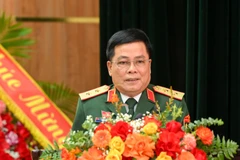 Đồng chí Trung tướng Trần Minh Đức phát biểu chỉ đạo Đại hội. (Ảnh: THẾ ĐẠT)