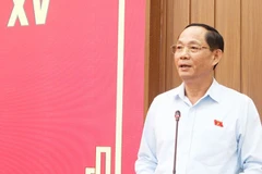 Phó Chủ tịch Quốc hội Trần Quang Phương phát biểu tại Hội nghị tiếp xúc cử tri phường Cẩm Thành, tỉnh Quảng Ngãi.