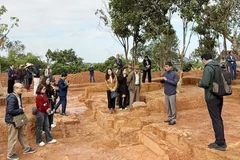 Khu vực khai quật, địa điểm chùa Hoành Mô, xã Lạng Giang, tỉnh Bắc Ninh.