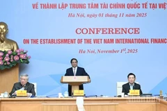 Thủ tướng Chính phủ Phạm Minh Chính chủ trì Hội nghị về thành lập Trung tâm tài chính quốc tế tại Việt Nam. (Ảnh: TRẦN HẢI)