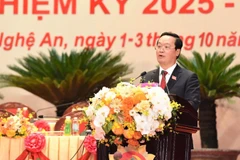 Đồng chí Nguyễn Đức Trung, Bí thư Tỉnh ủy Nghệ An, phát biểu khai mạc phiên trù bị Đại hội.