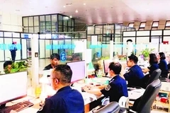Quầy làm thủ tục hải quan tại Nhà làm việc liên ngành Cửa khẩu quốc tế Hữu Nghị, tỉnh Lạng Sơn.