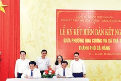 Phường Hòa Cường và xã Trà Tân ký kết biên bản kết nghĩa.
