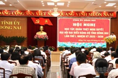 Quang cảnh hội nghị tại hội trường Tỉnh ủy Đồng Nai.