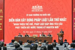 Quang cảnh Diễn đàn xây dựng pháp luật lần thứ nhất. (Ảnh: DUY LINH)