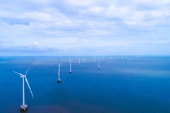 Các trụ tua-bin gió của Dự án Nhà máy điện gió Tân Thuận 75MW.