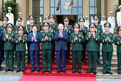 Tổng Bí thư Tô Lâm và lãnh đạo Bộ Quốc phòng, Tổng cục Công nghiệp quốc phòng và các đại biểu dự lễ kỷ niệm.