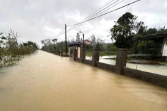Một số khu dân cư ở xã Bắc Trạch, tỉnh Quảng Trị bị ngập sâu.