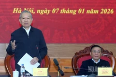 Tổng Bí thư Tô Lâm chủ trì buổi làm việc với Ban Chính sách, chiến lược Trung ương. (Ảnh: ĐĂNG KHOA)