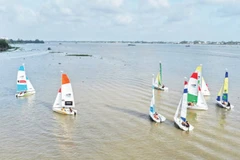 Đua thuyền buồm trên sông Hậu. (Ảnh THANH TÂM)