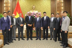 Lãnh đạo Bộ Tư pháp hai nước tại buổi tiếp.