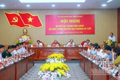 Hội nghị sơ kết tại Cà Mau vào chiều 3/9 được kết nối trực tuyến với đầu cầu 64 đơn vị cấp xã trong toàn tỉnh.