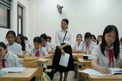 Giờ học của cô giáo và học sinh Trường trung học cơ sở Giảng Võ. (Ảnh: THẾ ĐẠI)