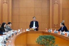 Đồng chí Trần Cẩm Tú, Ủy viên Bộ Chính trị, Thường trực Ban Bí thư, chủ trì cuộc làm việc. (Ảnh: ĐĂNG KHOA)