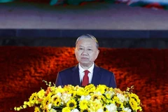 Tổng Bí thư Tô Lâm phát biểu tại Cầu truyền hình “Hai tay xây dựng một sơn hà”, điểm cầu Cao Bằng. (Ảnh: Thống Nhất/TTXVN)