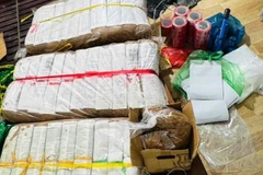 Tang vật hơn 100kg ma túy cỏ Mỹ đã được phun tẩm trong vụ án này. (Ảnh: Công an cung cấp)