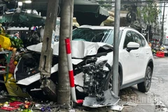 Hiện trường vụ tai nạn. (Ảnh: ANH ĐÀO)
