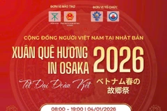 Chương trình “Xuân Quê hương - Tết đại đoàn kết Osaka 2026” sẽ được tổ chức uvào ngày 4/1/2026 tại Công viên Ikuno, thành phố Osaka, Nhật Bản.