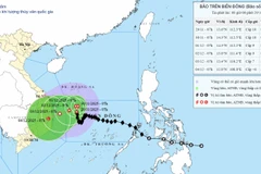 Bản đồ dự báo quỹ đạo và cường độ bão số 15 lúc 8 giờ ngày 29/11. (Ảnh: Trung tâm Dự báo khí tượng thủy văn quốc gia)
