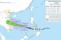 Bản đồ dự báo quỹ đạo và cường độ bão số 13 (Kalmaegi) lúc 17 giờ ngày 05/11.