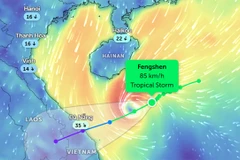 Vị trí bão số 12 lúc 9 giờ ngày 22/10. (Ảnh Zoom Earth)