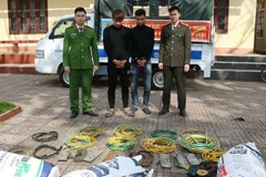 Các đối tượng và tang vật vụ án.