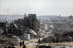 Cảnh đổ nát do xung đột tại Dải Gaza. (Ảnh: THX/TTXVN)