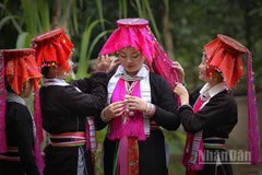 Cô dâu Đặng Thị Dần (thôn Làng Đẩu, xã Phúc Khánh, tỉnh Lào Cai) trong ngày cưới. (Ảnh: Đặng Vũ Linh) 