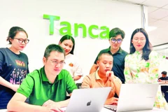 Các bạn trẻ đang phân tích, điều chỉnh các giải pháp trên ứng dụng Tanca.io.