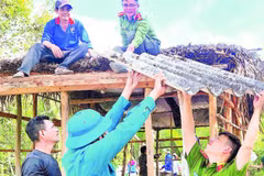 Công an xã Phước Long (tỉnh Cà Mau) phối hợp lực lượng hỗ trợ tháo dỡ nhà cũ, xây dựng nhà tình nghĩa cho người dân có hoàn cảnh khó khăn.