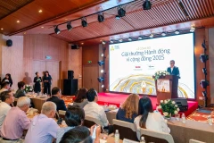 Đồng chí Lê Quốc Minh phát biểu tại Lễ công bố Giải thưởng. (Ảnh THỦY NGUYÊN)