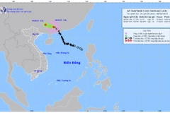 Bản đồ dự báo quỹ đạo và cường độ áp thấp nhiệt đới lúc 20 giờ ngày 8/9.