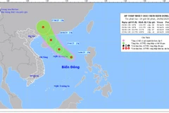 Bản đồ dự báo quỹ đạo và cường độ áp thấp nhiệt đới lúc 14 giờ ngày 24/6.