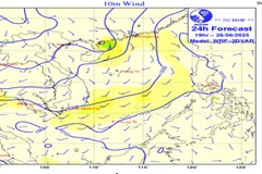 Bản đồ dự báo gió mạnh.
