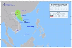 Bản đồ dự báo quỹ đạo và cường độ áp thấp nhiệt đới lúc 20 giờ ngày 17/8.