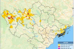 Bản đồ nguy cơ lũ quét, sạt lở đất đá trên các khu vực.