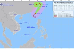  Bản đồ dự báo quỹ đạo và cường độ bão lúc 14 giờ ngày 6/7.