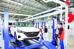 Dây chuyền sản xuất nhà máy ô tô Hyundai Thành Công, tỉnh Ninh Bình.