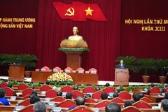 Phiên bế mạc Hội nghị Trung ương 13 Khoá XIII. (Ảnh ĐĂNG KHOA)