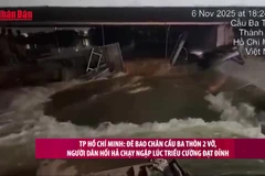 [Video] TP Hồ Chí Minh: Đê bao chân cầu Ba Thôn 2 vỡ, người dân hối hả chạy ngập lúc triều cường đạt đỉnh